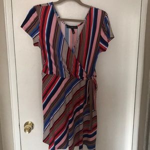 Derek Heart Dresses - Striped Poly Spandex Derek Hart Wrap Dress, Size L Derek Heart Dresses - Striped Poly Spandex Derek Hart Wrap Dress, Size L